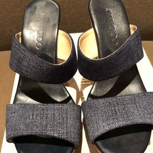 Jimmy Choo denim leather wedges